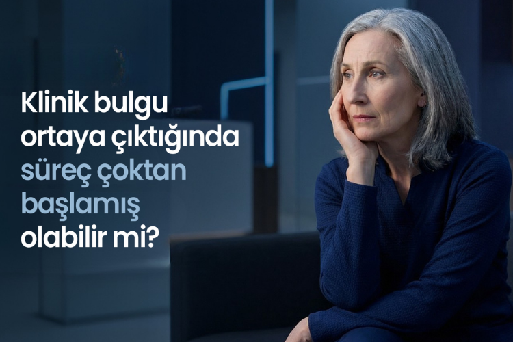 Alzheimer hastalığına dikkat çeken, düşünceli bir şekilde oturan yaşlı kadın görseli